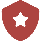 A red shield with a green star emblem in the center.